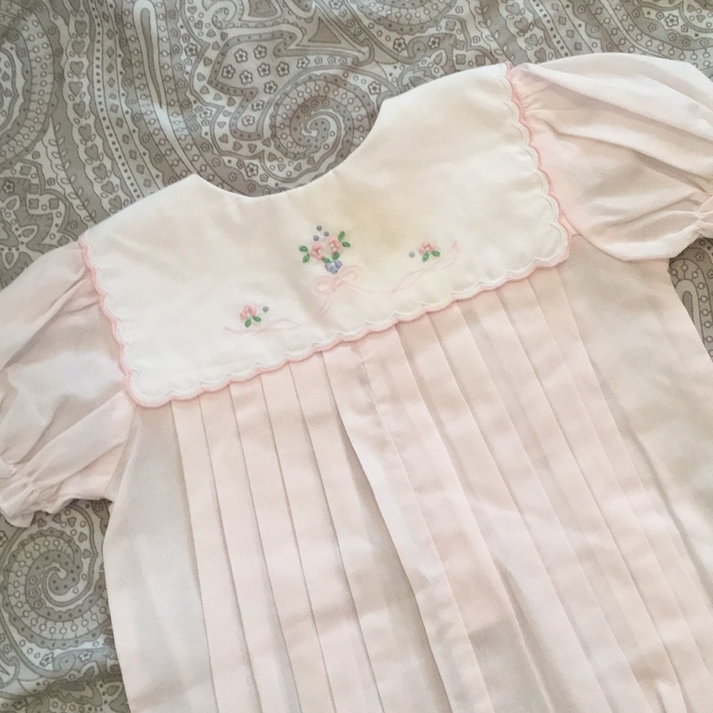 Petit Ami Hand Embroidered Pink Girls Bubble 3M